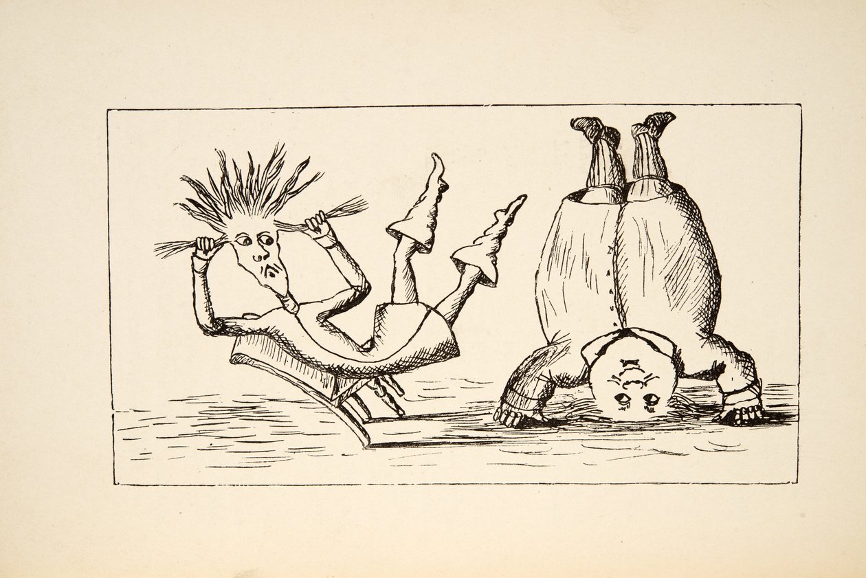 Fader William og den unge mand, illustration fra Alices Adventures Under Ground, pub. 1886 (faksimile) af Charles Lutwidge Dodgson