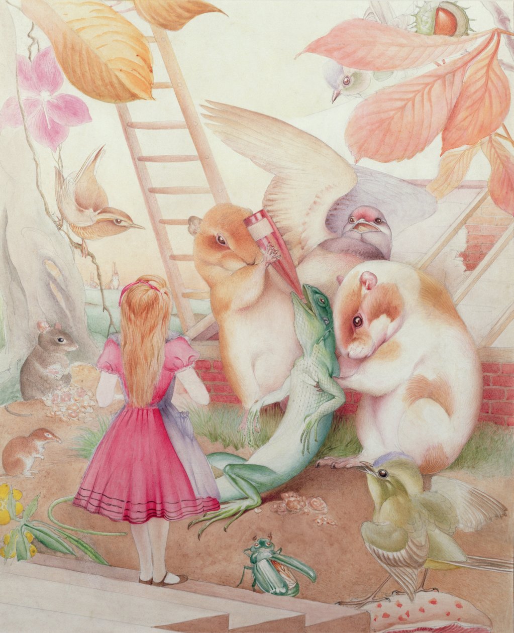 Alice i Eventyrland med Peter firben af Charles Maurice Detmold