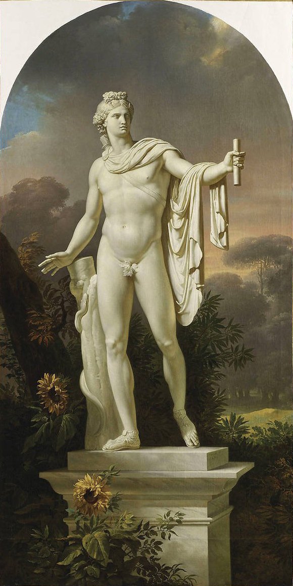  Apollo Belvedere i et landskabFrancais : Apollo Belvedere i et landskab af Charles Meynier