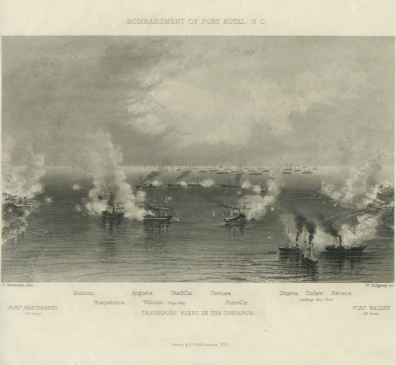 Bombardement af Port Royal, S.C., ca. 1861 af Charles Parsons