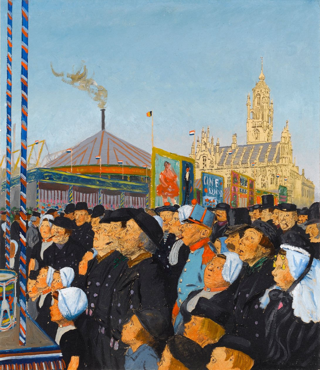 At Middleburg: The Kermis, august, 1913 (olie på kort) af Charles Pearse