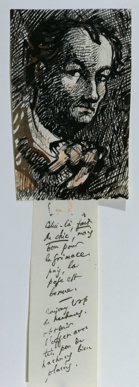 Selvportræt (blæk og farvet kridt på papir) af Charles Pierre Baudelaire