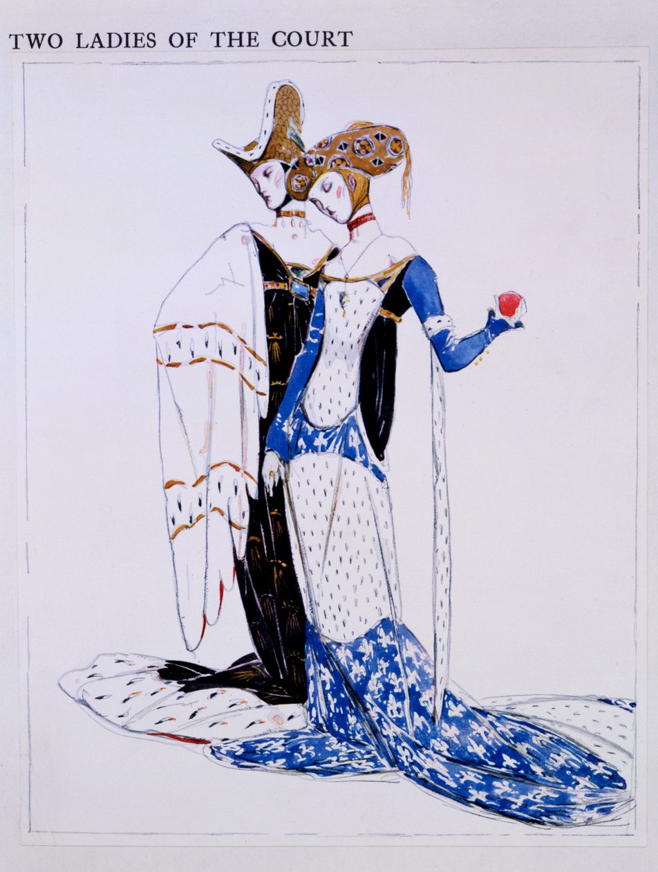 Kostumedesign til Two Ladies of the Court, figurer fra 