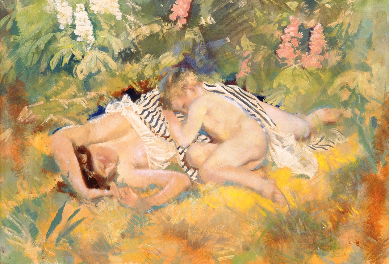 Sommer (wc, bodycolour og tempera på papir) af Charles Sims