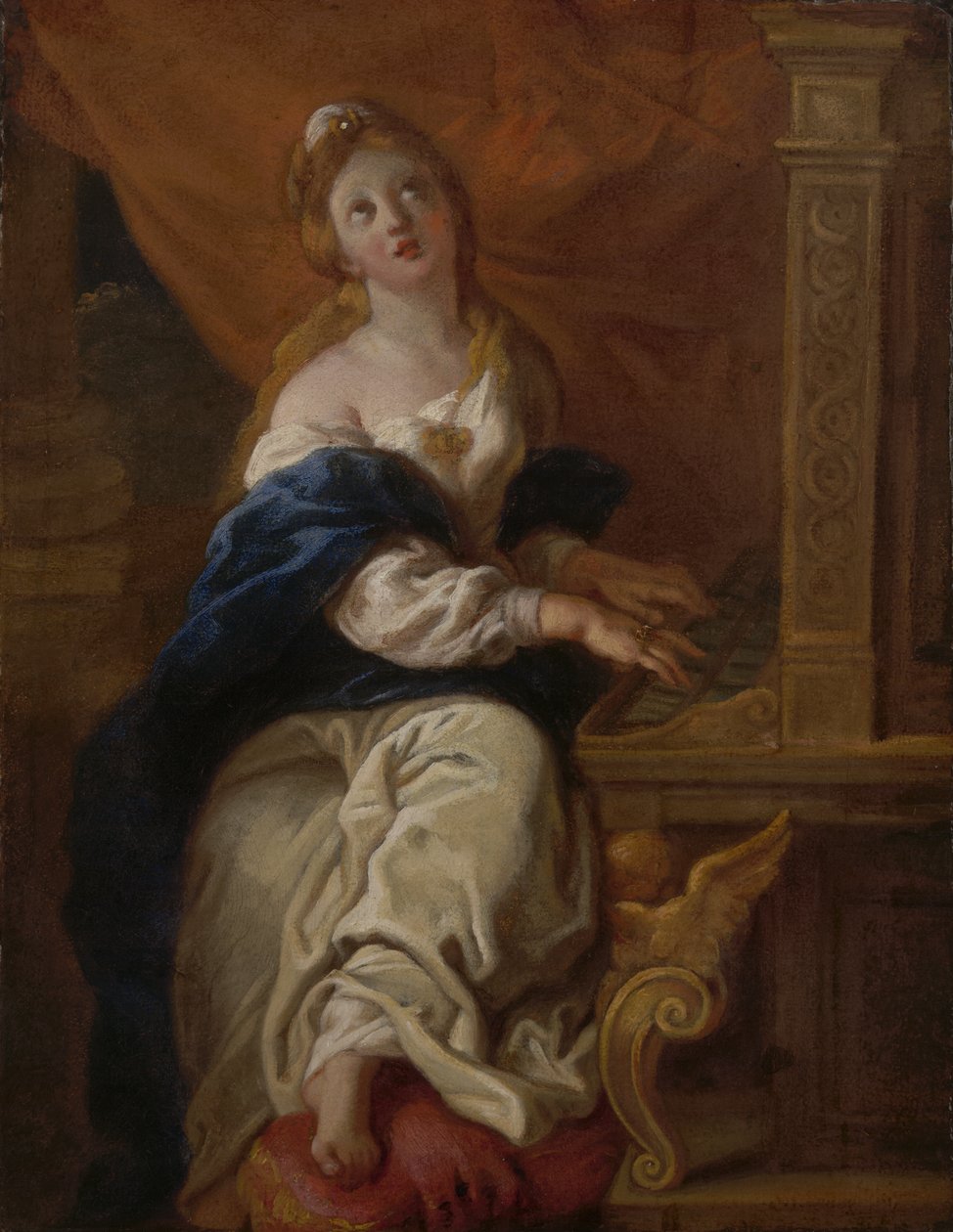 Sankt Cecilia, ca. 1700 (olie på papir) af Charles de la Fosse