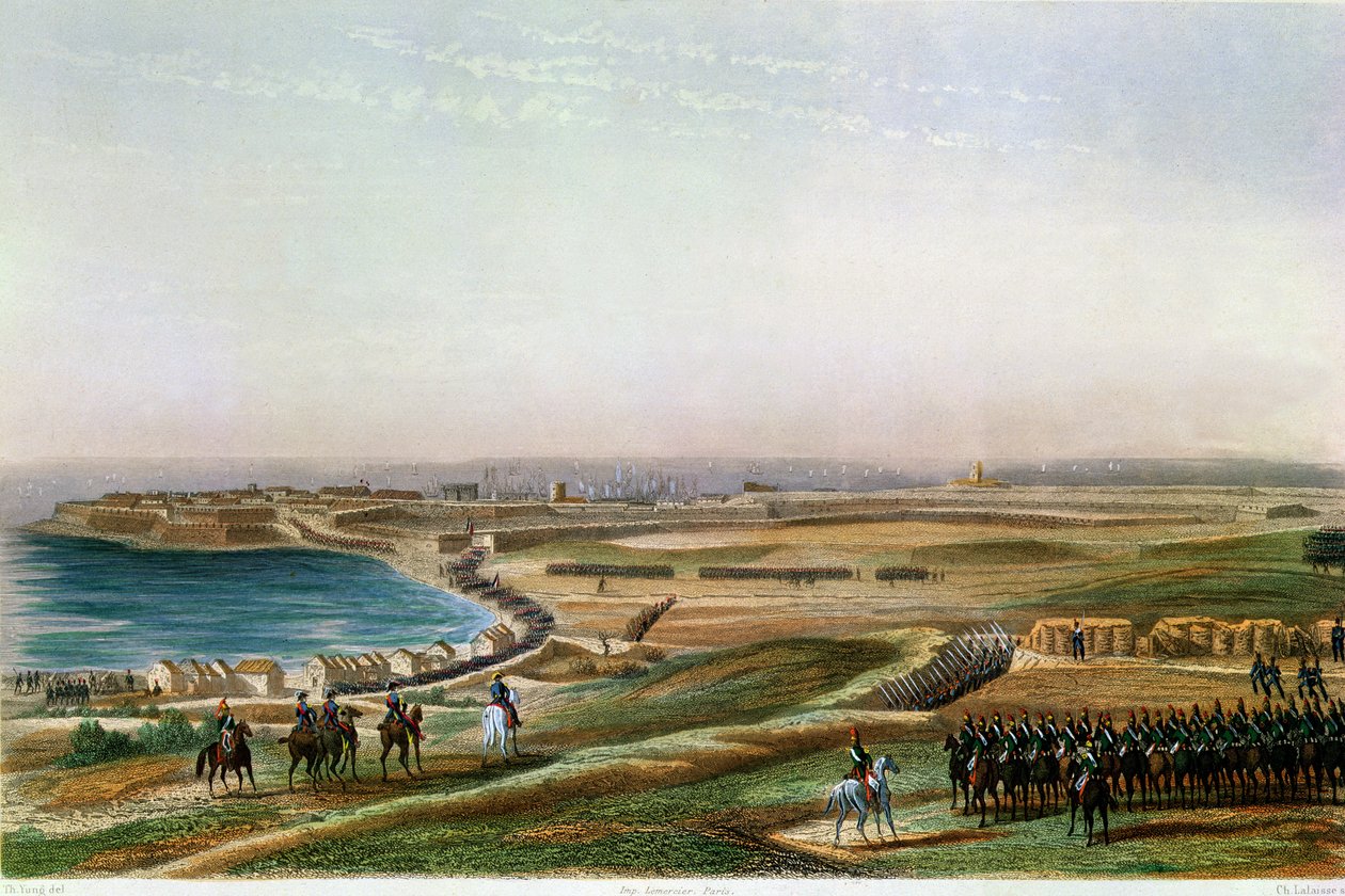 The Taking of Gaeta, 19. juli 1806 (farvegravering) af Charles de Lalaisse