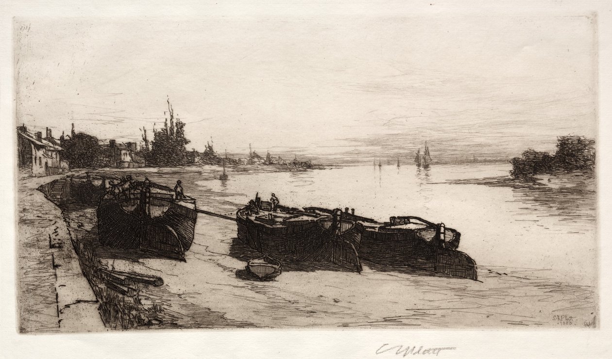 Mudderbåde på Themsen, 1883. af Charles Adams Platt