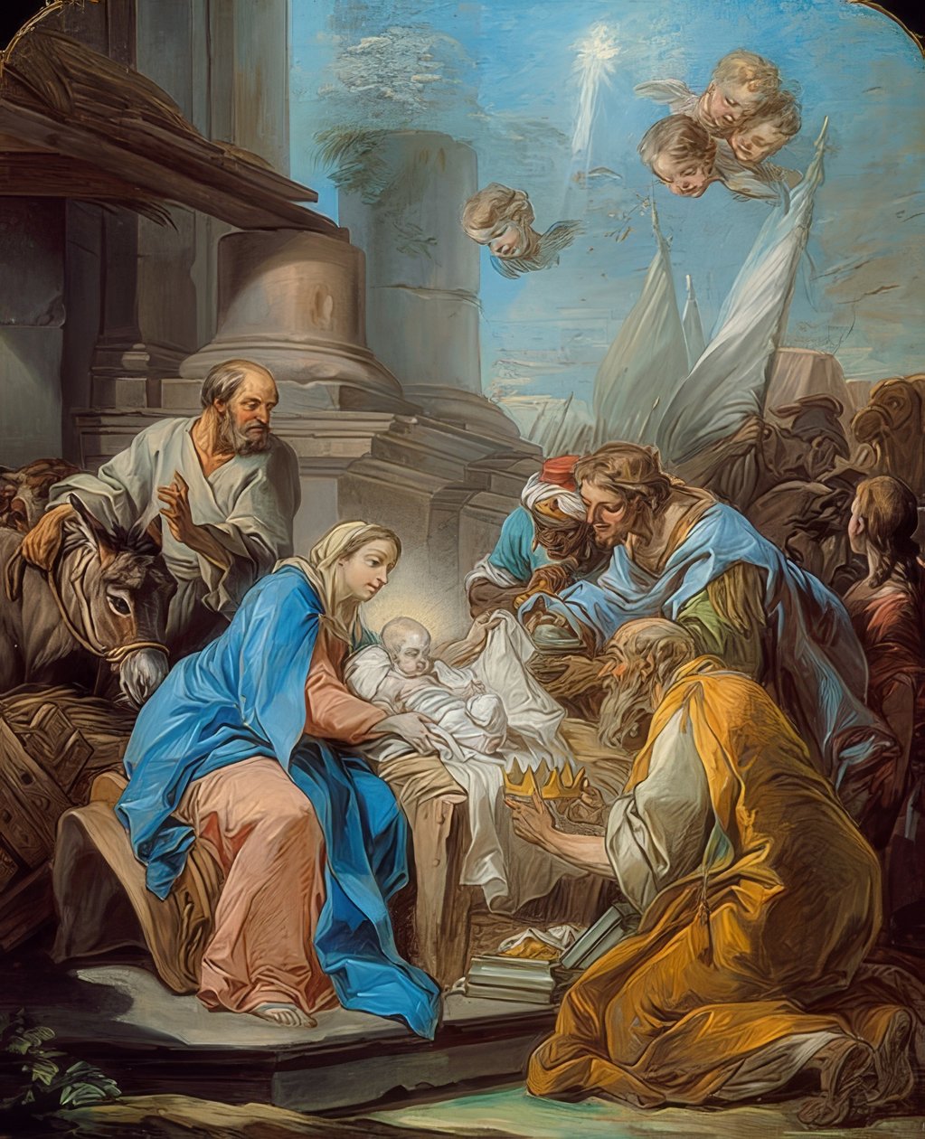 Tilbedelse af Magi. Omkring 1760 af Charles André van Loo