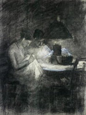 Syerinderne (kul og hvidt kridt) af Charles Angrand