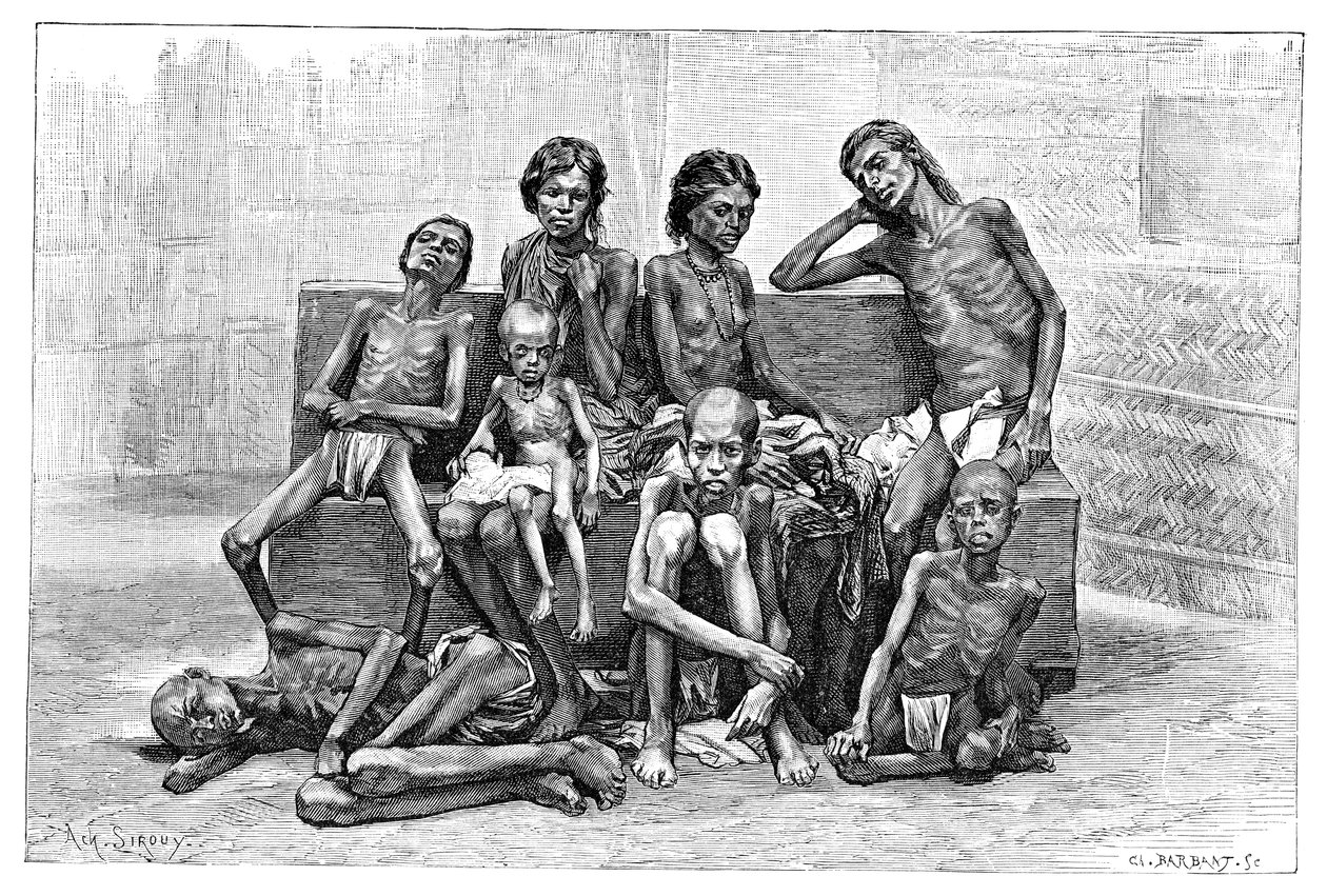 Hungersnødsofre, Indien, 1895. af Charles Barbant
