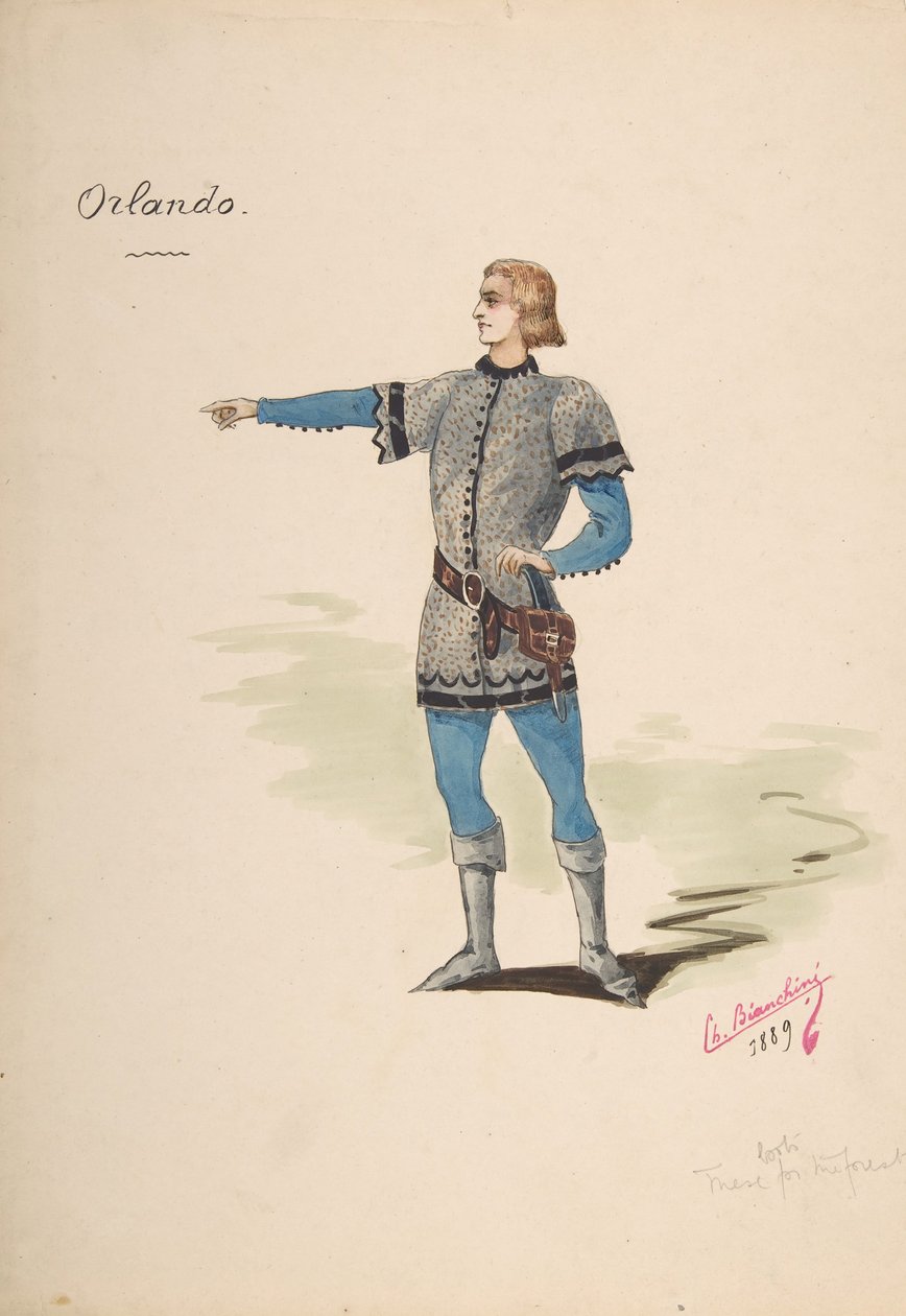 Kostumedesign til Orlando, 1889. af Charles Bianchini