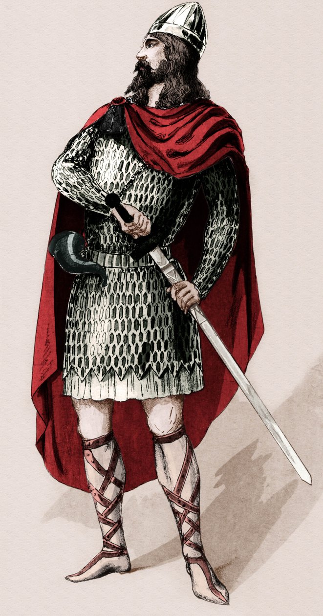 Den franske ridder Roland de Roncevaux (tryk) af Charles Bianchini