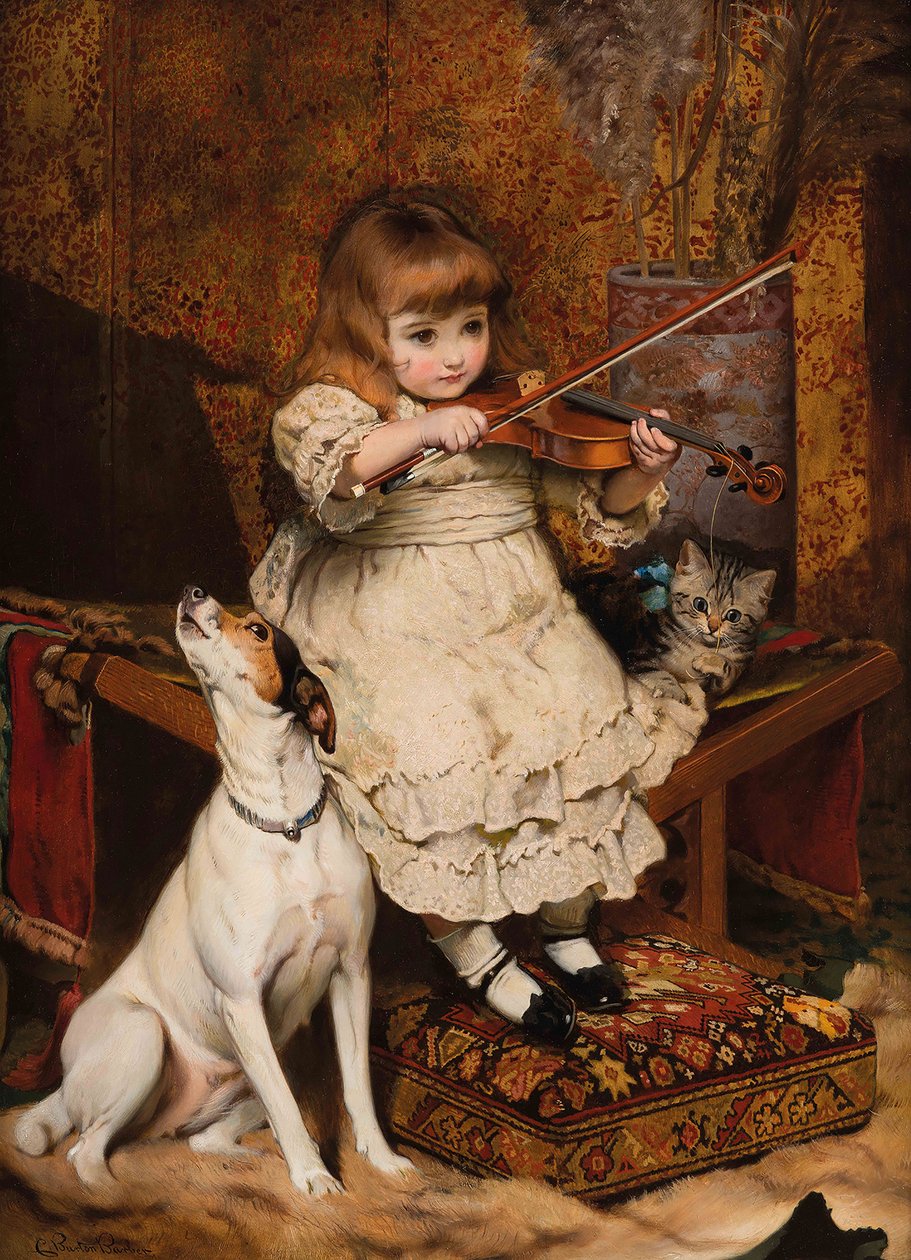 Den lille violinist, 1887. af Charles Burton Barber