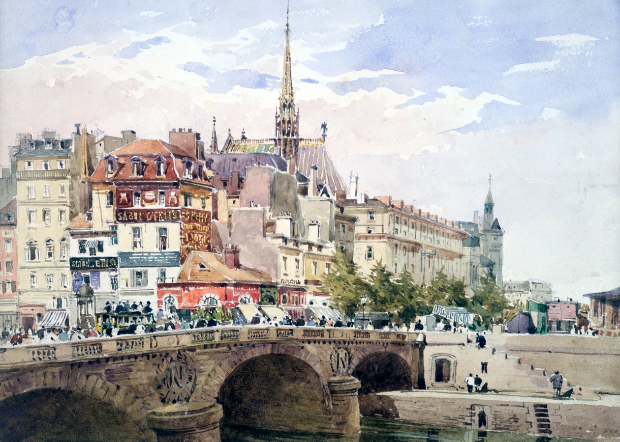 Saint-Michel Bridge, Paris, c1822-1878. af Charles Claude Pyne