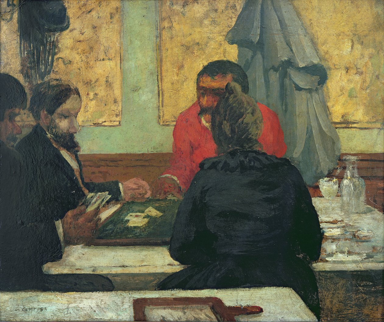 Kortspillere, 1883 (olie på kort) af Charles Cottet