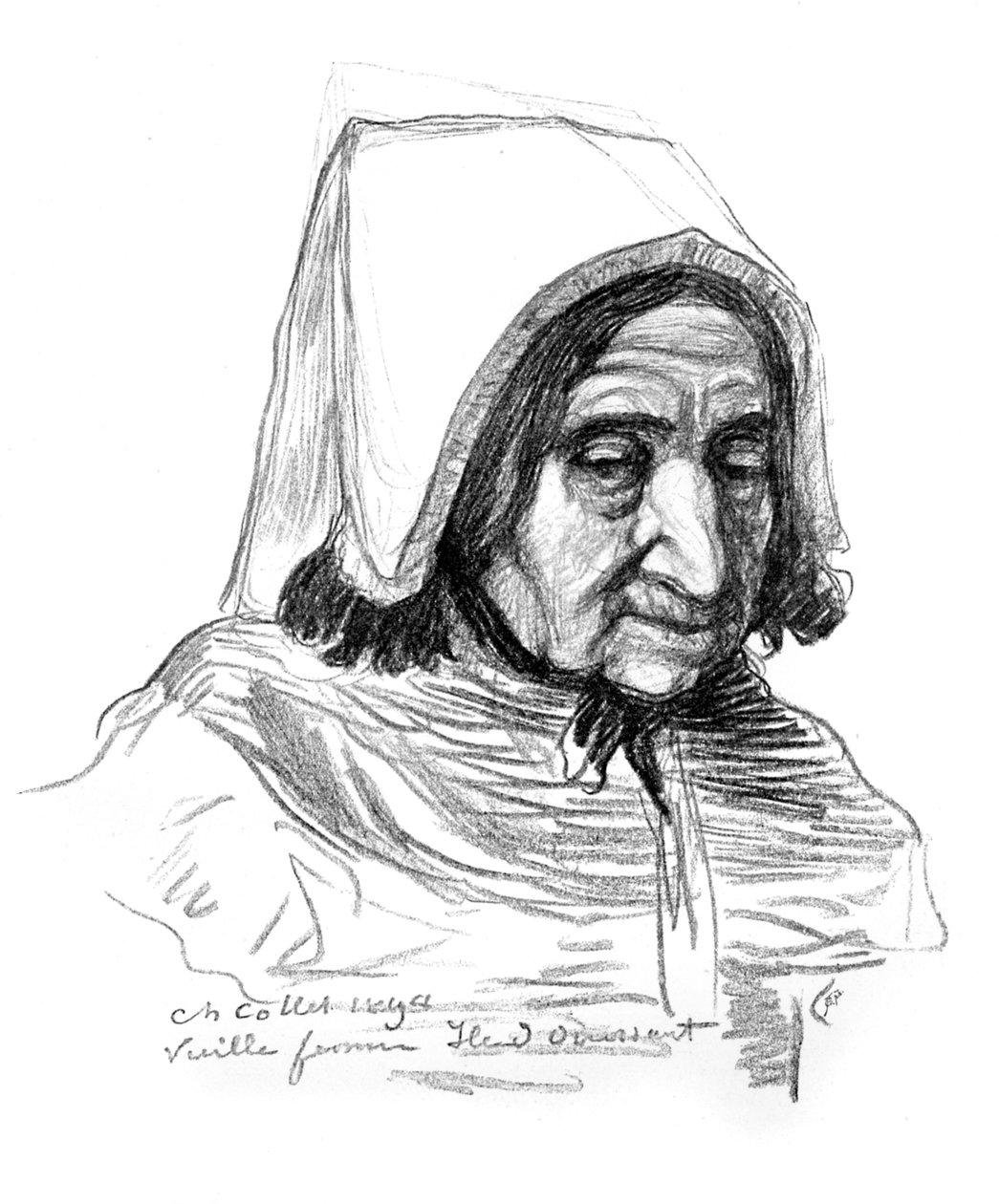 Studie af en gammel kvindes hoved, 1899. af Charles Cottet