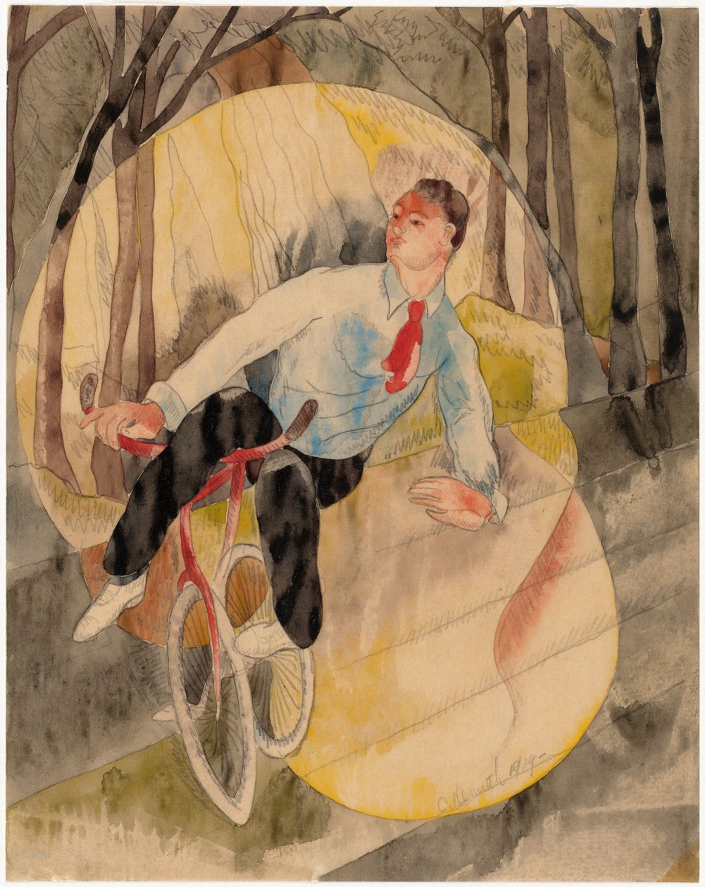I Vaudeville, cykelrytteren af Charles Demuth