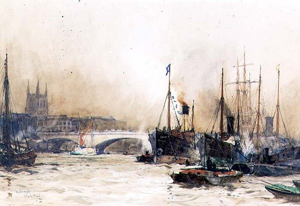 Off Billingsgate (wc) af Charles Edward Dixon