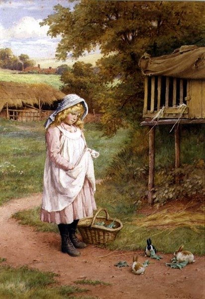 Fodring af kaninerne (olie på lærred) af Charles Edward Wilson