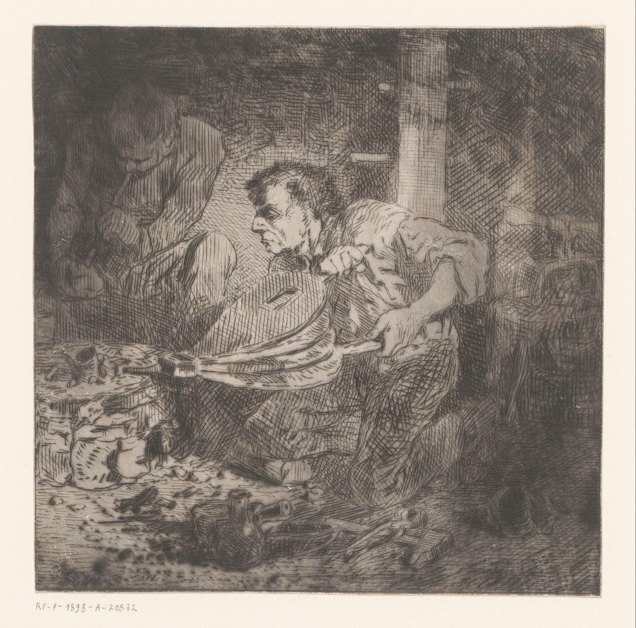 Smed med bælg af Charles Emile Jacque (attributed to)