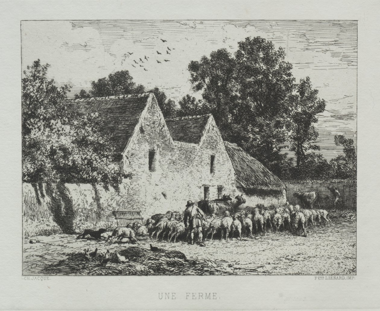 Et Bondehus af Charles Emile Jacque