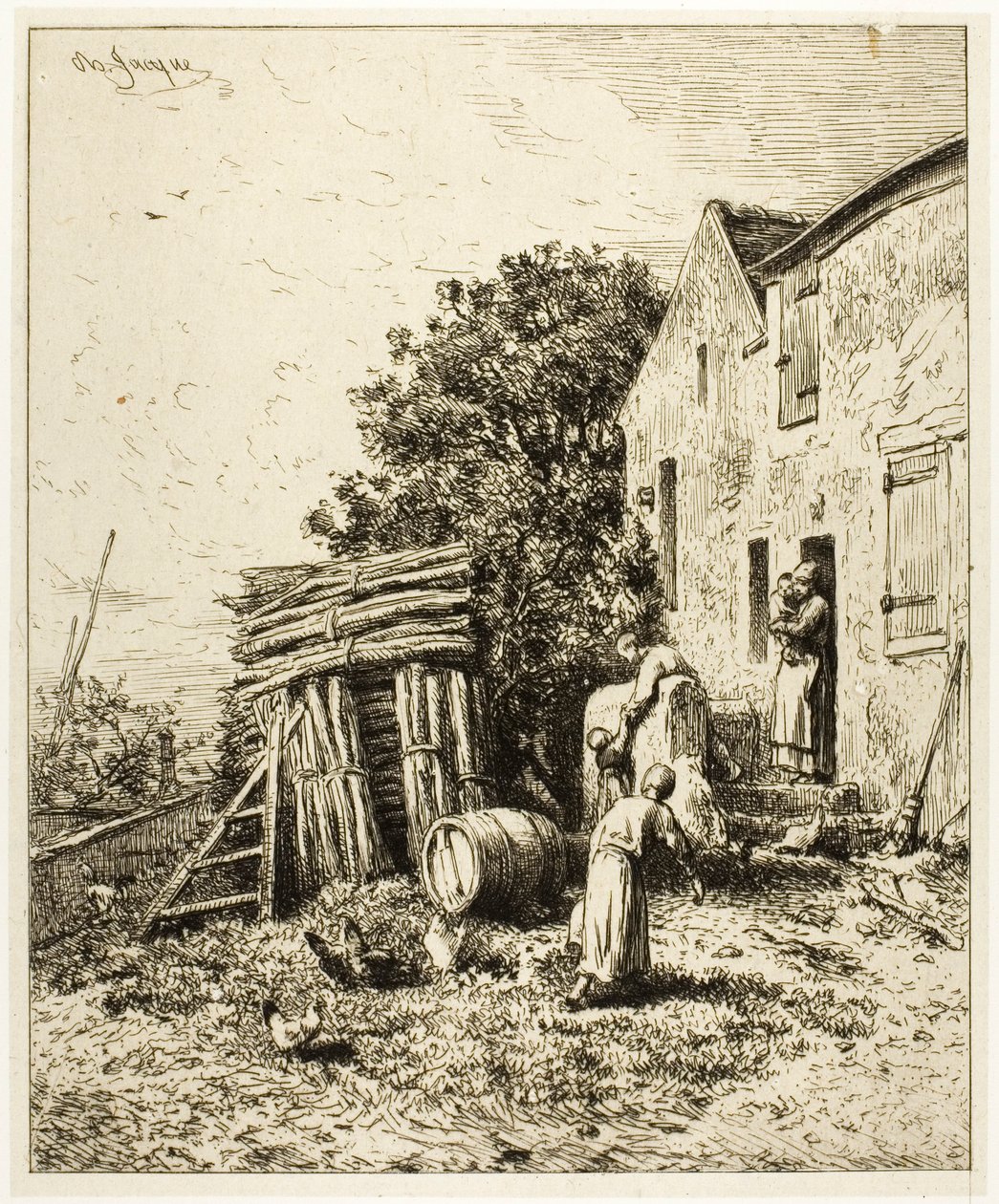 En rustik bolig af Charles Emile Jacque