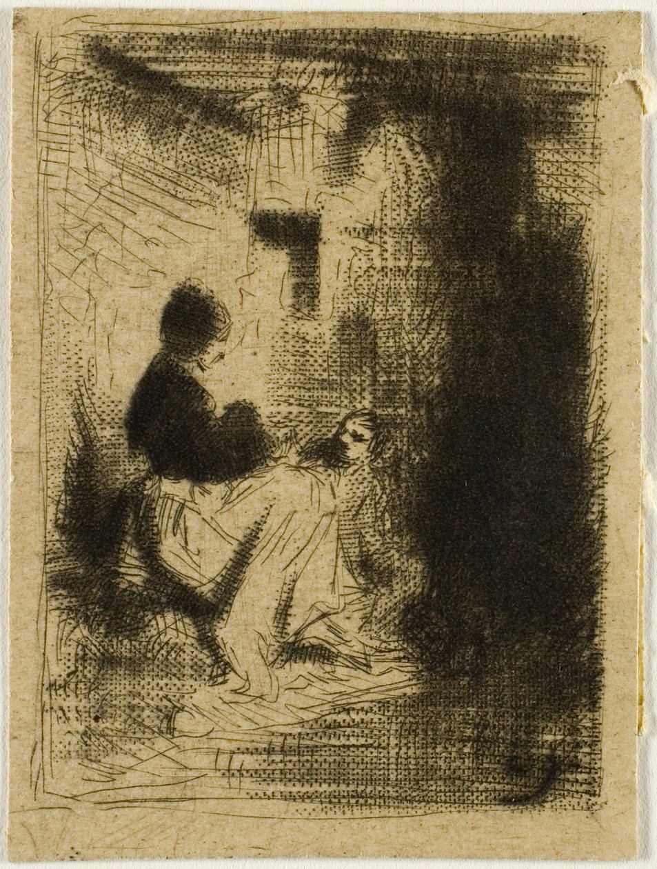 En kvinde og hendes barn af Charles Emile Jacque