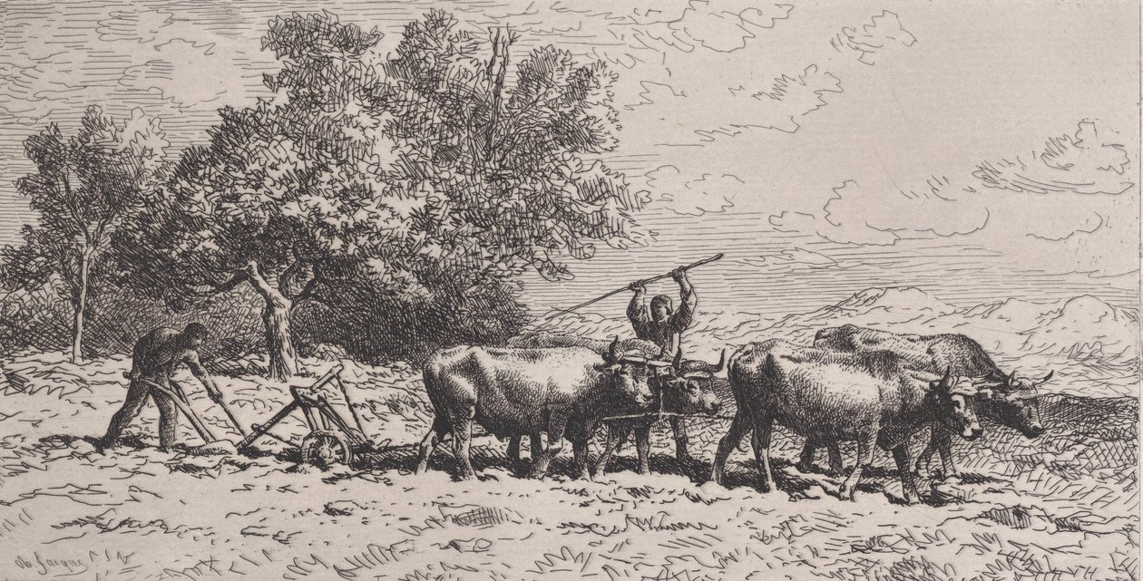 Oksehold, 1868. af Charles Emile Jacque