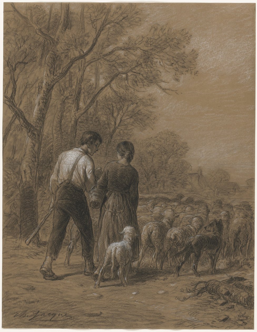 At bringe fårene ind af Charles Emile Jacque