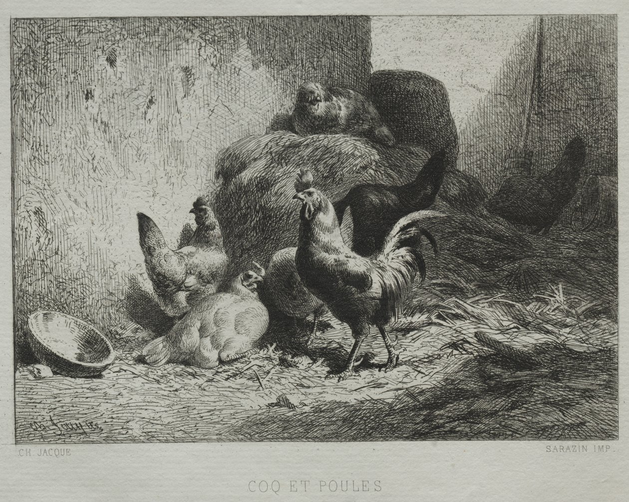 Hane og høns af Charles Emile Jacque