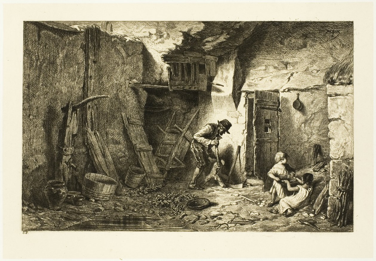 Gårdsplads af Charles Emile Jacque
