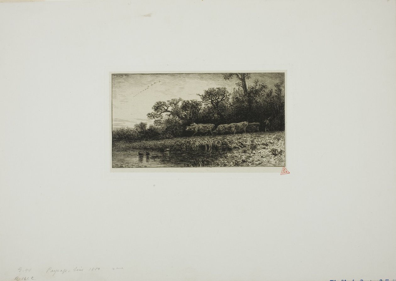 Aftenlandskab af Charles Emile Jacque
