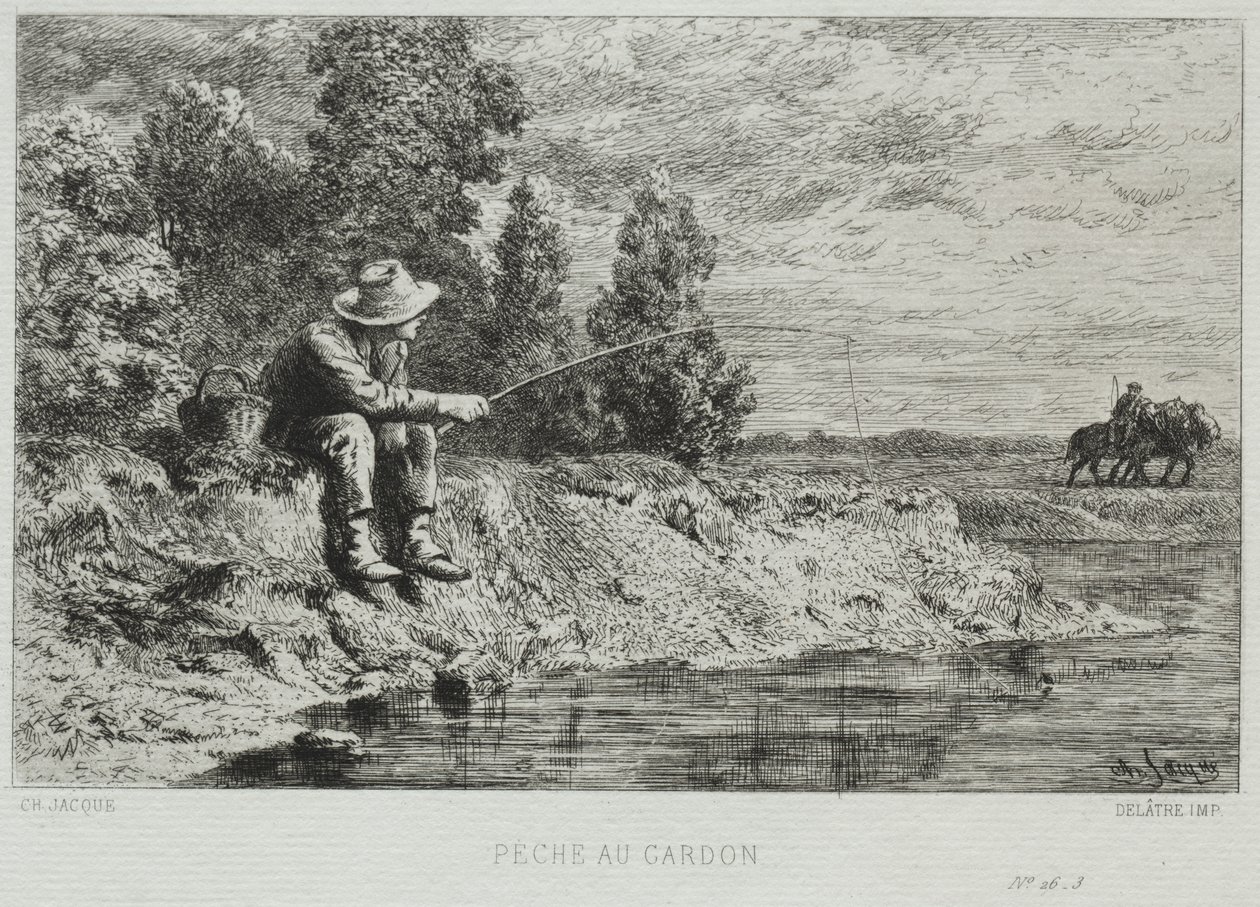 Fiskeri af Charles Emile Jacque