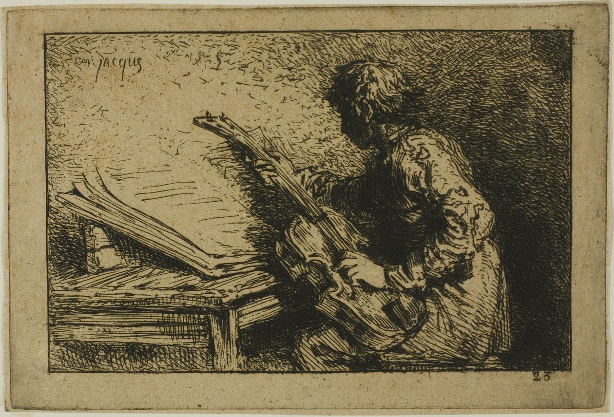 Guitar spiller af Charles Emile Jacque