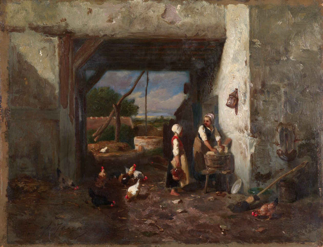 Hühnerhof af Charles Emile Jacque