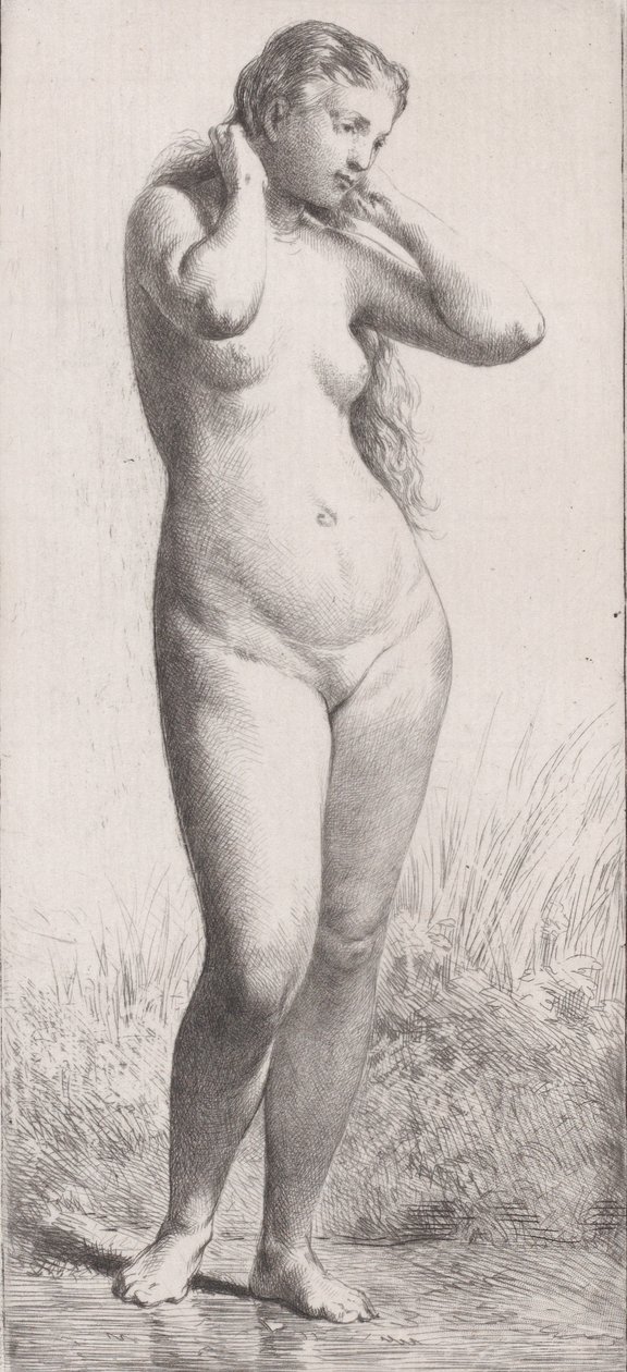 Ung kvinde i badet, 1866. af Charles Emile Jacque