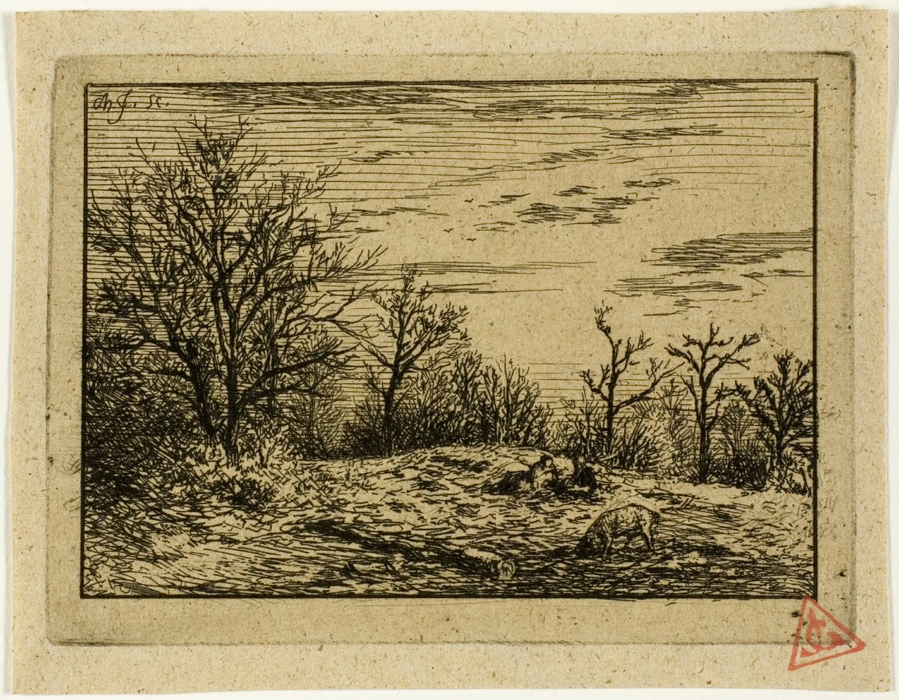 Landskab om vinteren af Charles Emile Jacque