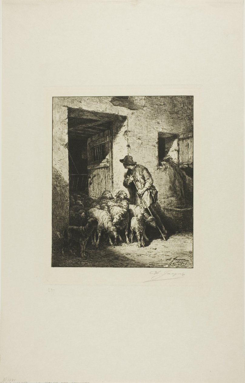 Lader fårene ud af Charles Emile Jacque
