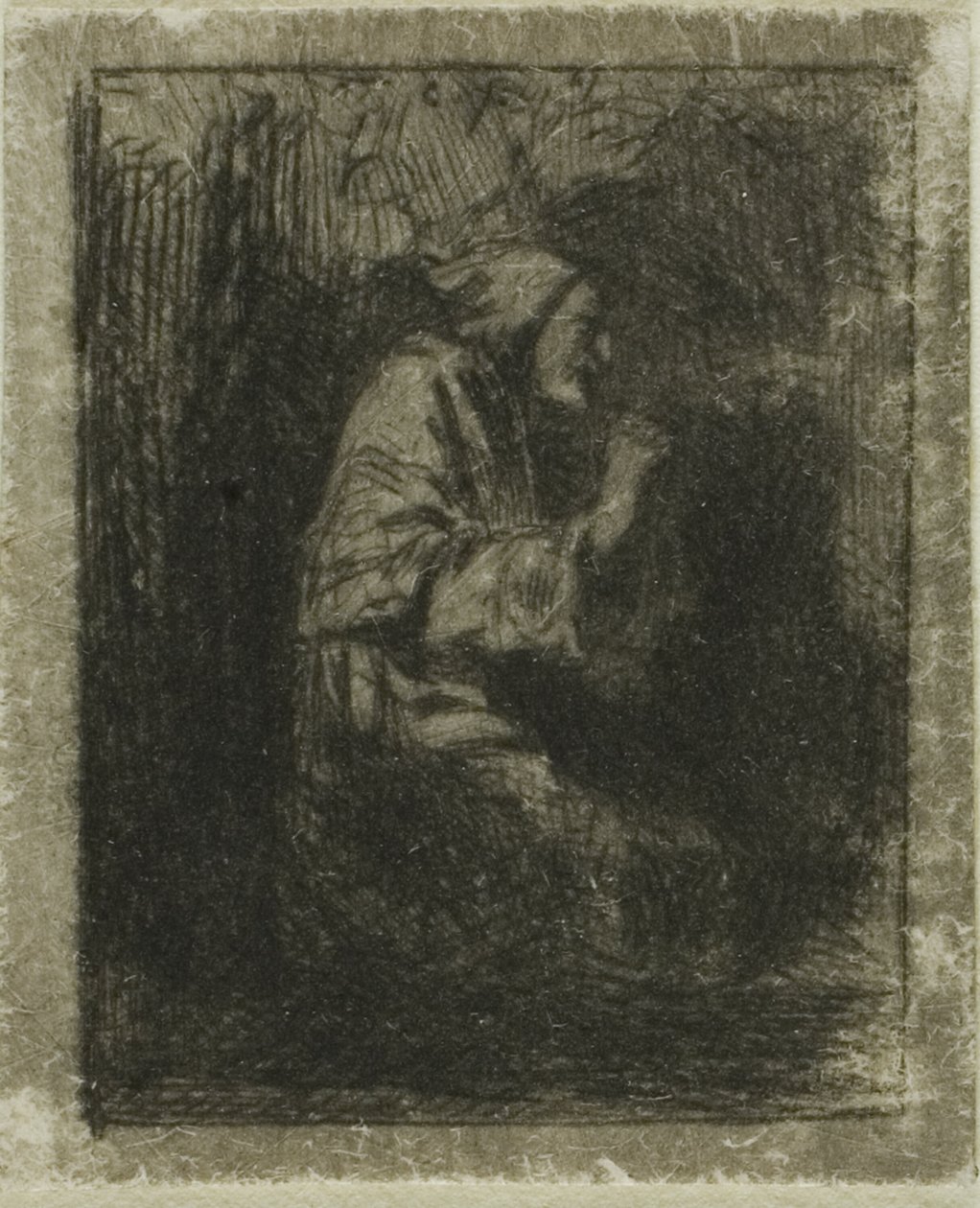 Munk ved bøn af Charles Emile Jacque