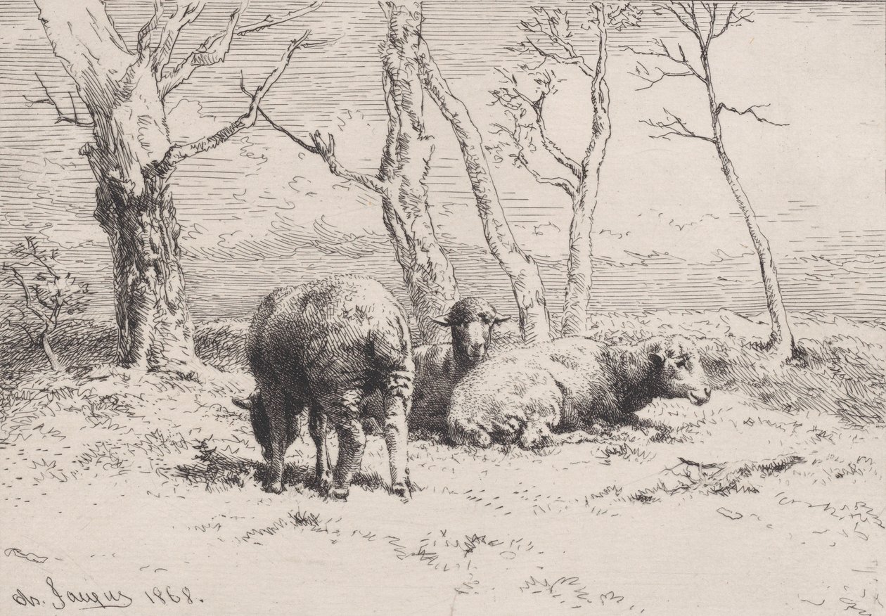 Får, 1868. af Charles Emile Jacque