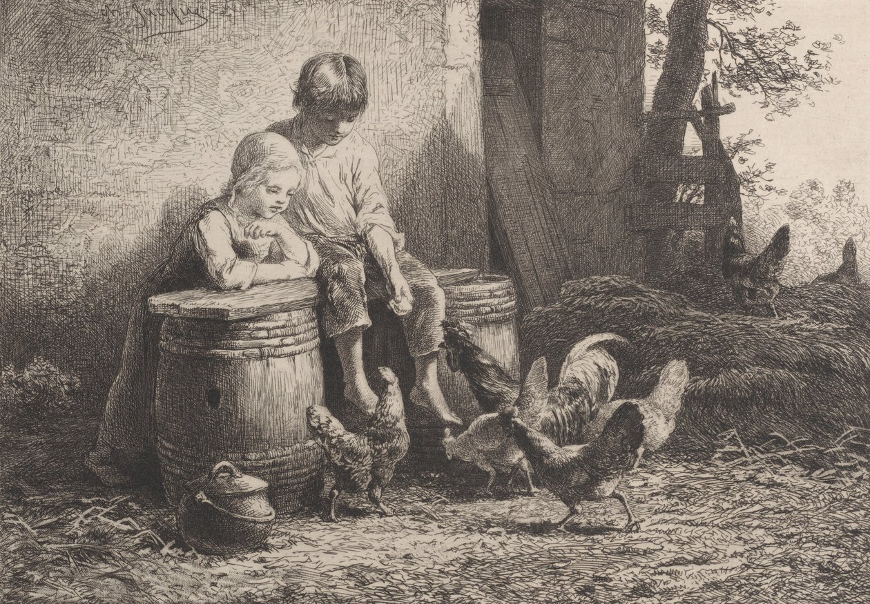 Lille, lille!!, 1864. af Charles Emile Jacque