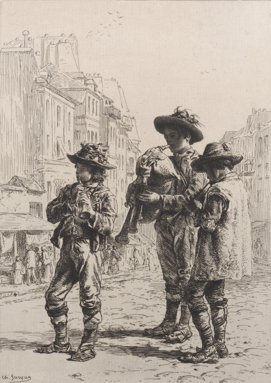 Pifferaris, 1864. af Charles Emile Jacque