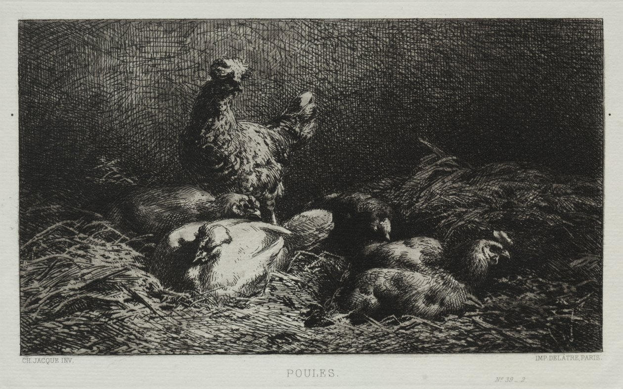 Kyllingerne. af Charles Emile Jacque