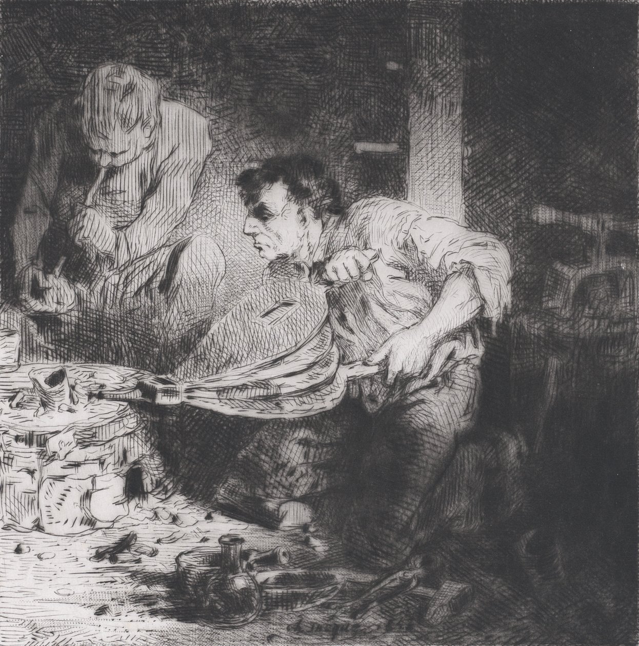 Falskmønterne, 1843. af Charles Emile Jacque