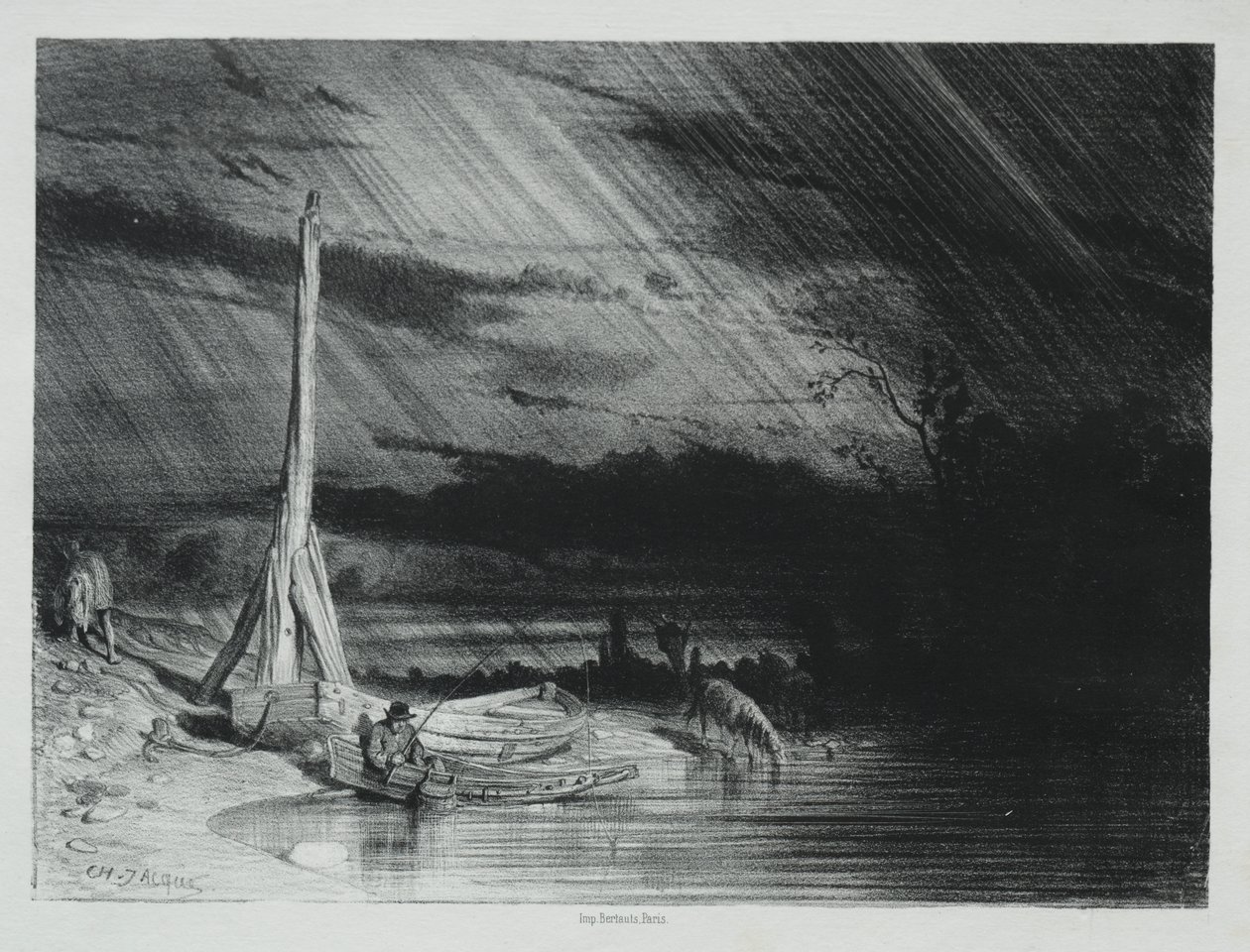 Fiskeren, regnvejr af Charles Emile Jacque