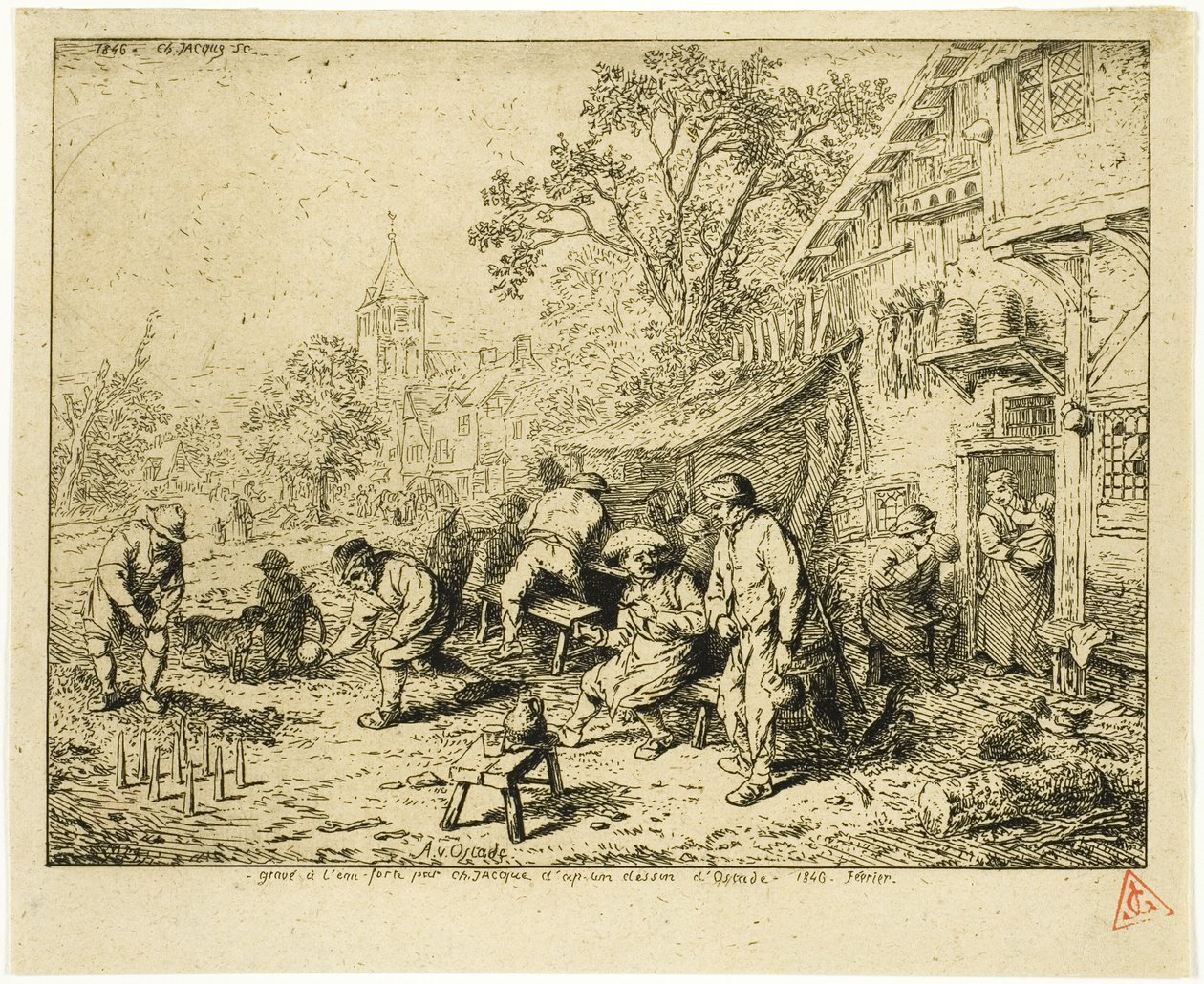 Ninepin-spillerne af Charles Emile Jacque