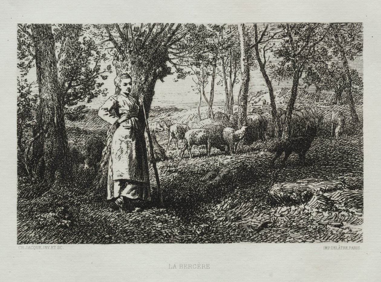 Hyrdinden. af Charles Emile Jacque