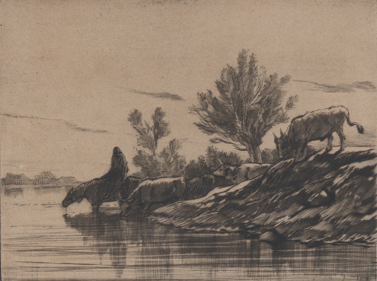 Vandhullet, 1848. af Charles Emile Jacque
