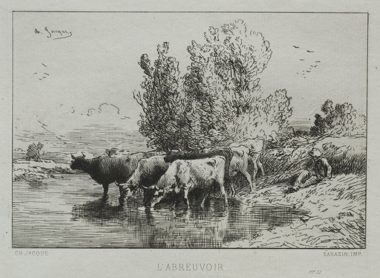 Vandingsstedet. af Charles Emile Jacque