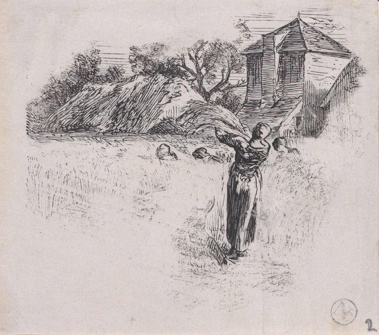 Kvinde, der bærer skær, ca. 1853. af Charles Emile Jacque